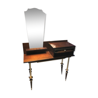Old dressing table with glossy lacquered mirror