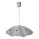 White opaline glass suspension with red and silver floral decoration.