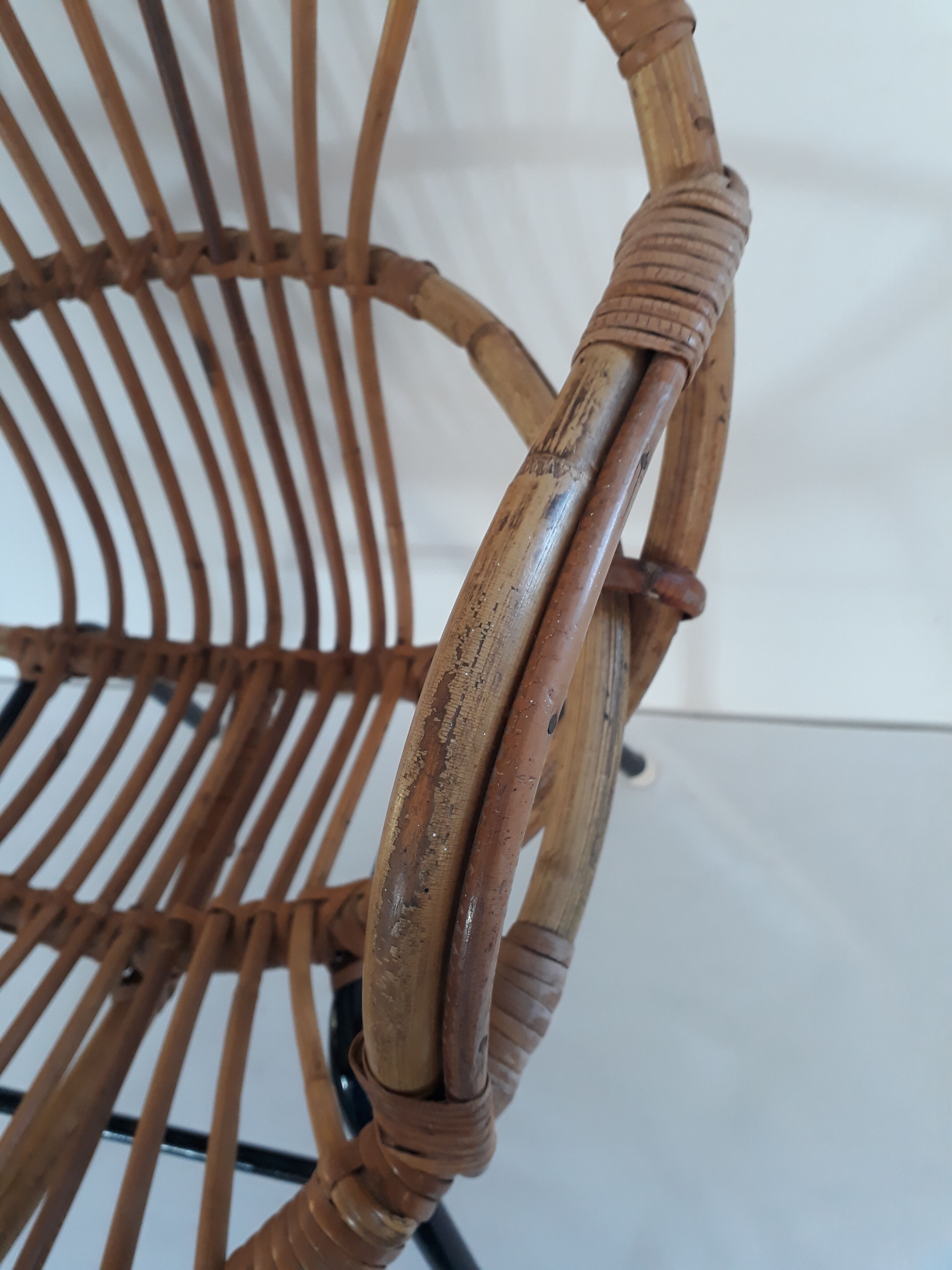 Fauteuil enfant vintage années 60/70 rotin et osier