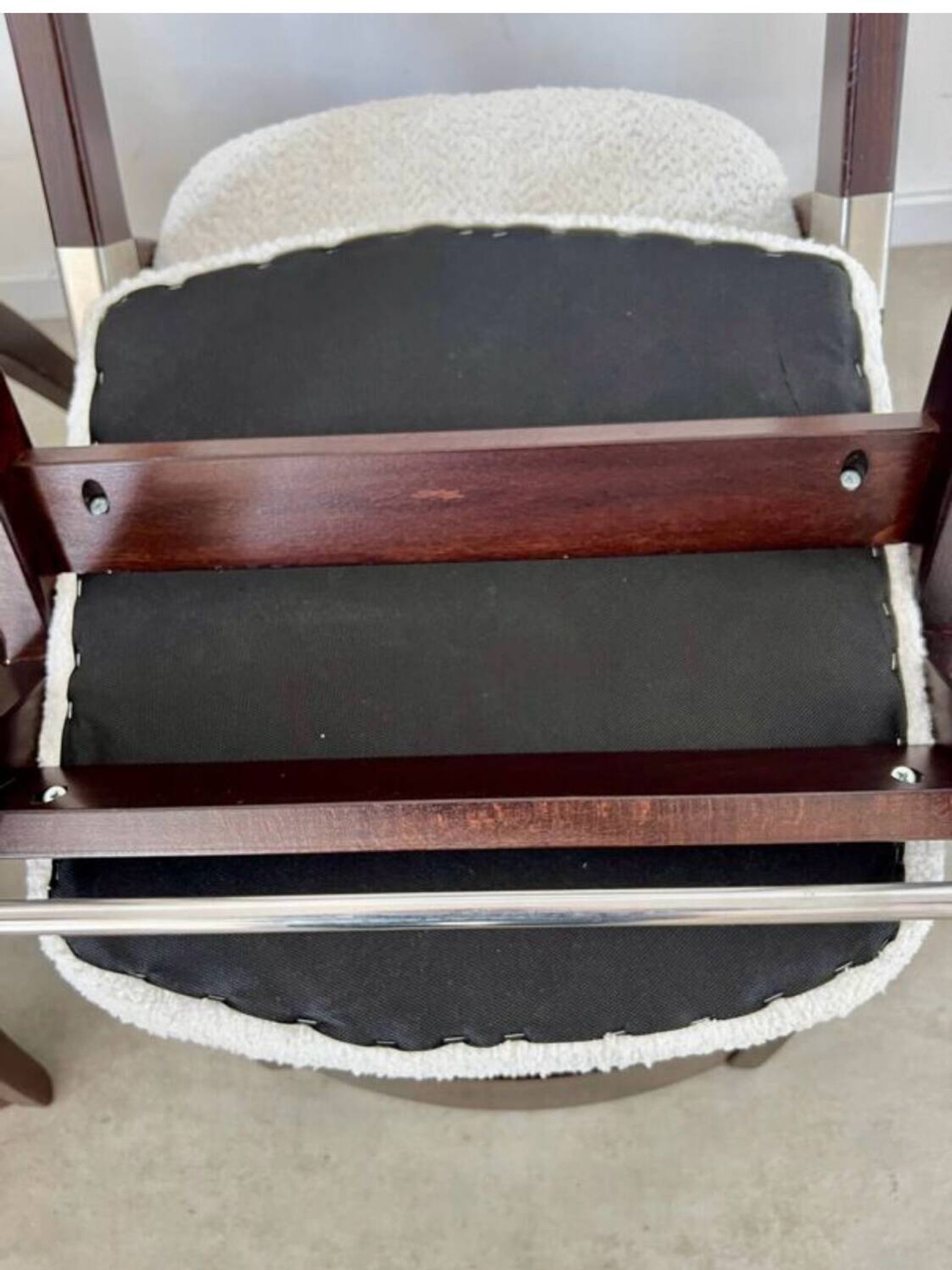 Set of 4 vintage 70s Italian design wooden and terry chairs
