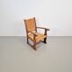 Modern Dutch Brutalist Armchair in Rush and Oak, 1950s