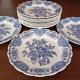 Assiettes plates anglaises Ridgway 'Windsor' bleu & blanc