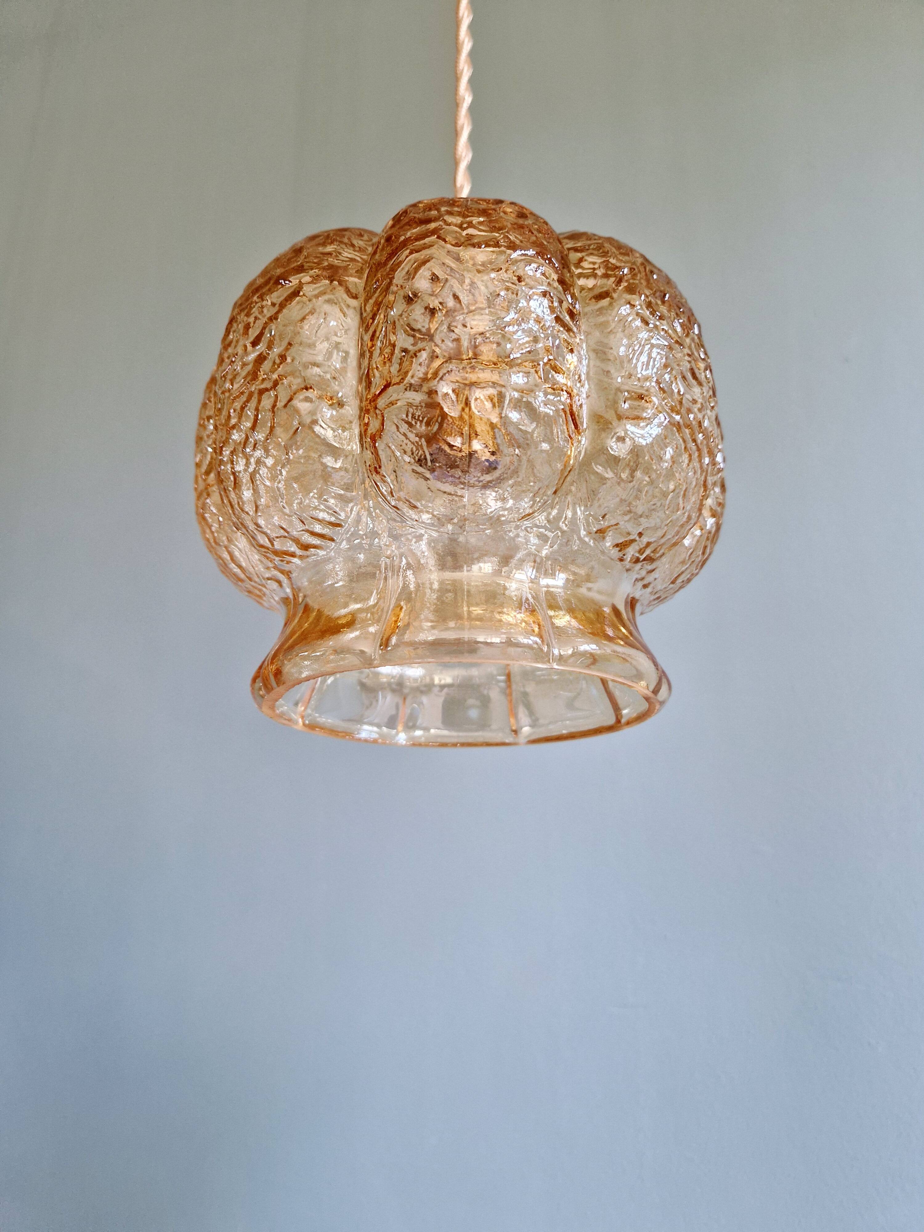 Vintage amber glass pendant (5 available), 1960s-70s