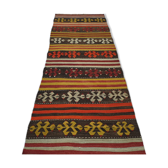 Turc Kilim Runner 10.6x2.9 pieds 324x87 cm Zone Rouge Jaune Bleu Vert Vintage kilim.