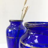 Apothecary bottle pharmacy early XX blue and gold