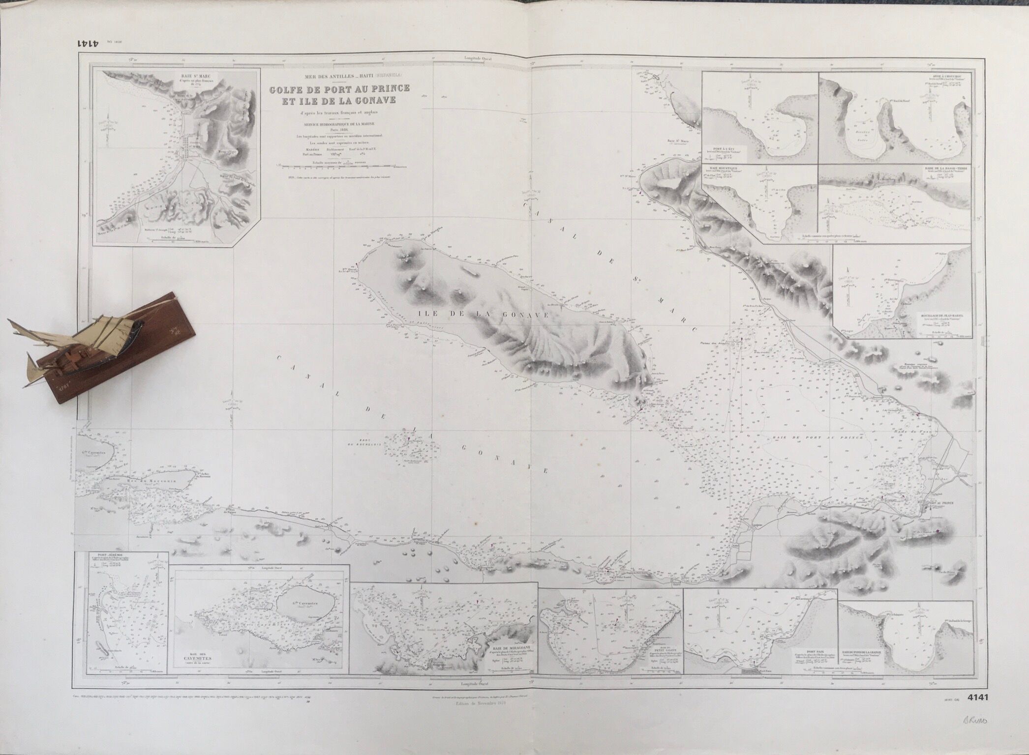 Ancient Marine Map of Haiti - Port to the Prince