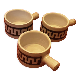 3 tasses  ceramique emaillee vallauris  emile masson