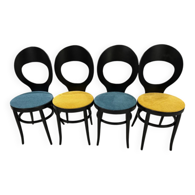 Suite de 4 chaises de Bistrot Baumann  modèle Mouette vintage 1970