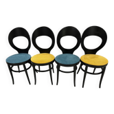 Set of 4 Baumann Bistro chairs, Mouette model, vintage 1970