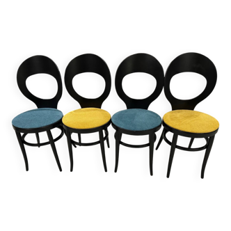 Suite de 4 chaises de Bistrot Baumann  modèle Mouette vintage 1970