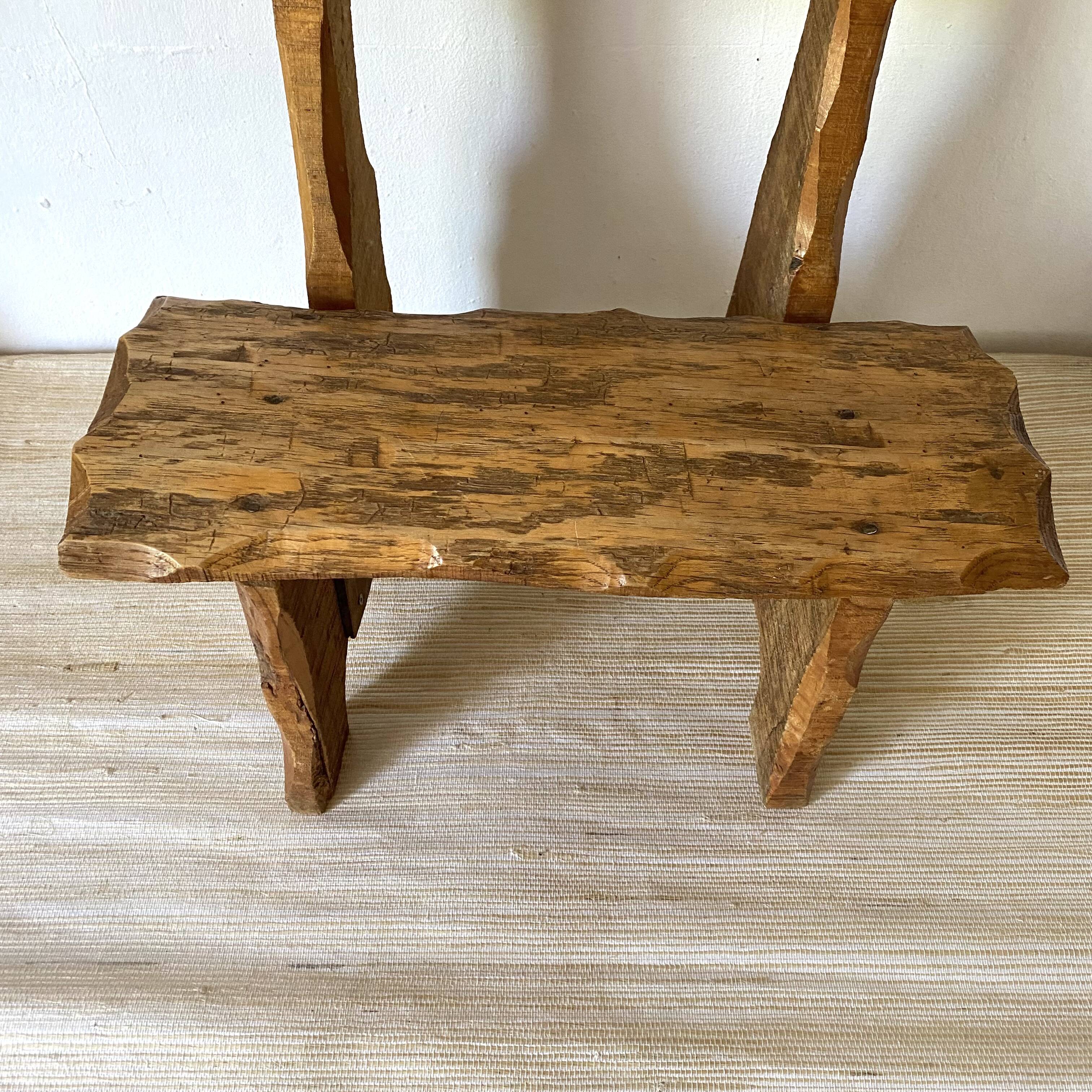 Brutalist low chair in solid wood