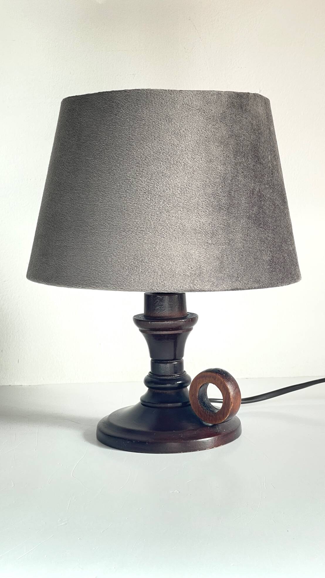 Vintage wooden candle holder lamp
