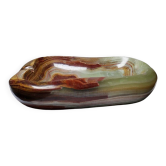 Gros cendrier en onyx vert à bandes forme libre vintage Italie années 50-60