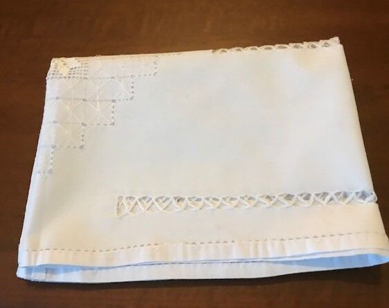 OLD TABLECLOTH WITH HAND EMBROIDERY--DAY SCALE WORKS IN V