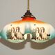 Rare French Art Deco Pendant Light | Illustrated Dog Countryside Shade