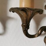 Pair of wall lights, classic style, LouisXV, gold metal, bronze or brass, candle holder effect