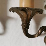 Pair of wall lights, classic style, LouisXV, gold metal, bronze or brass, candle holder effect