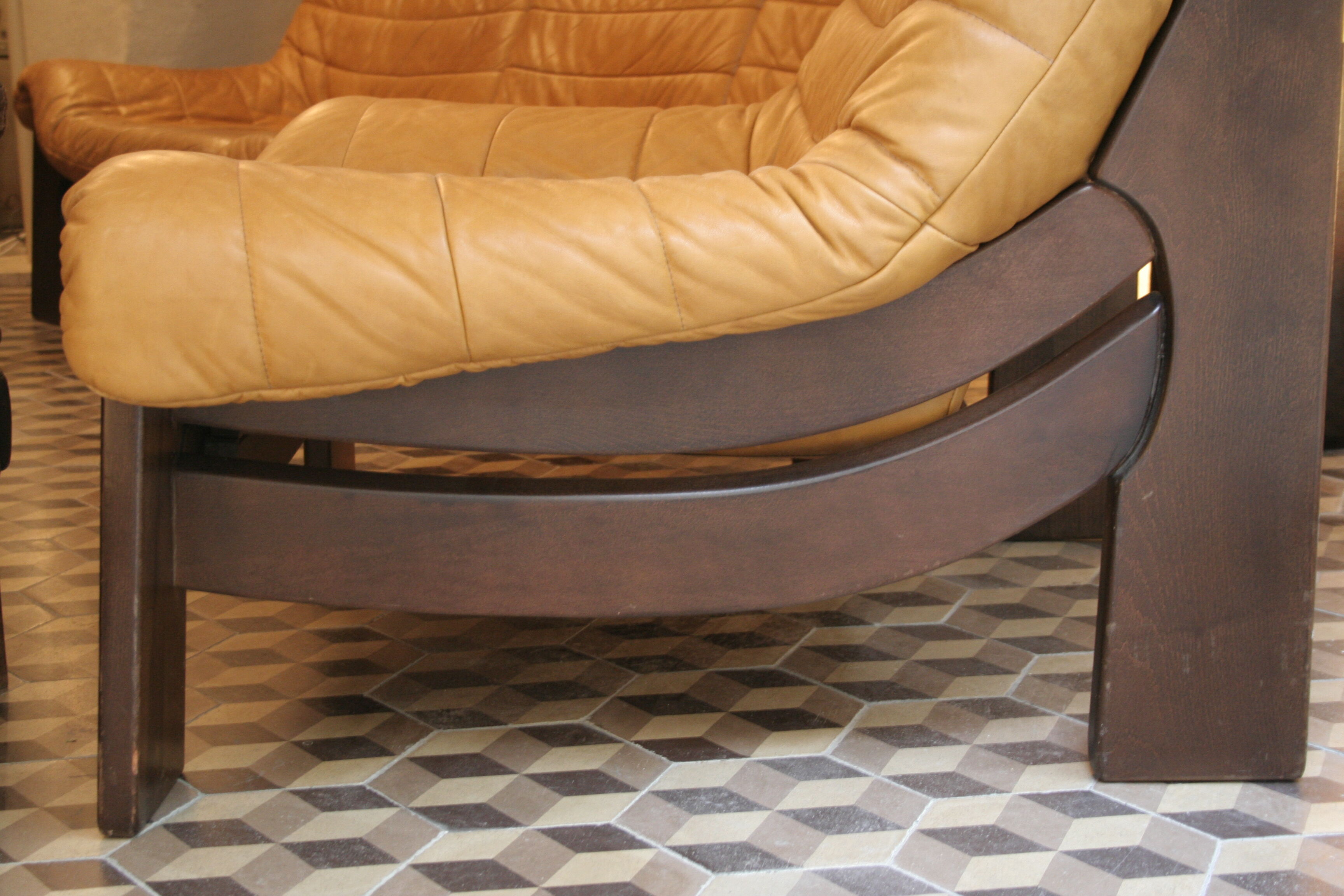 Sofa 3 places leather Tan