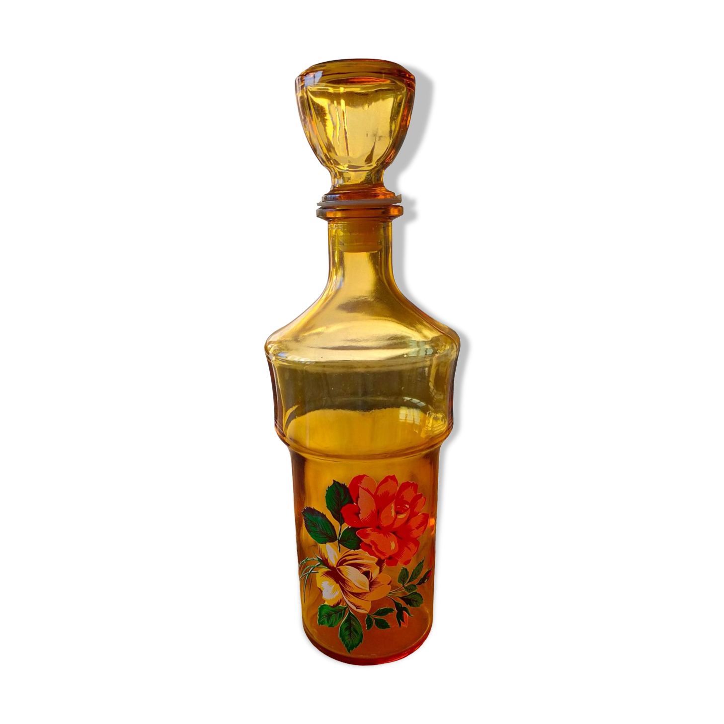 60's yellow glass decanter