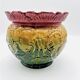 Antique multi-colored slip pot with relief decoration - 637019