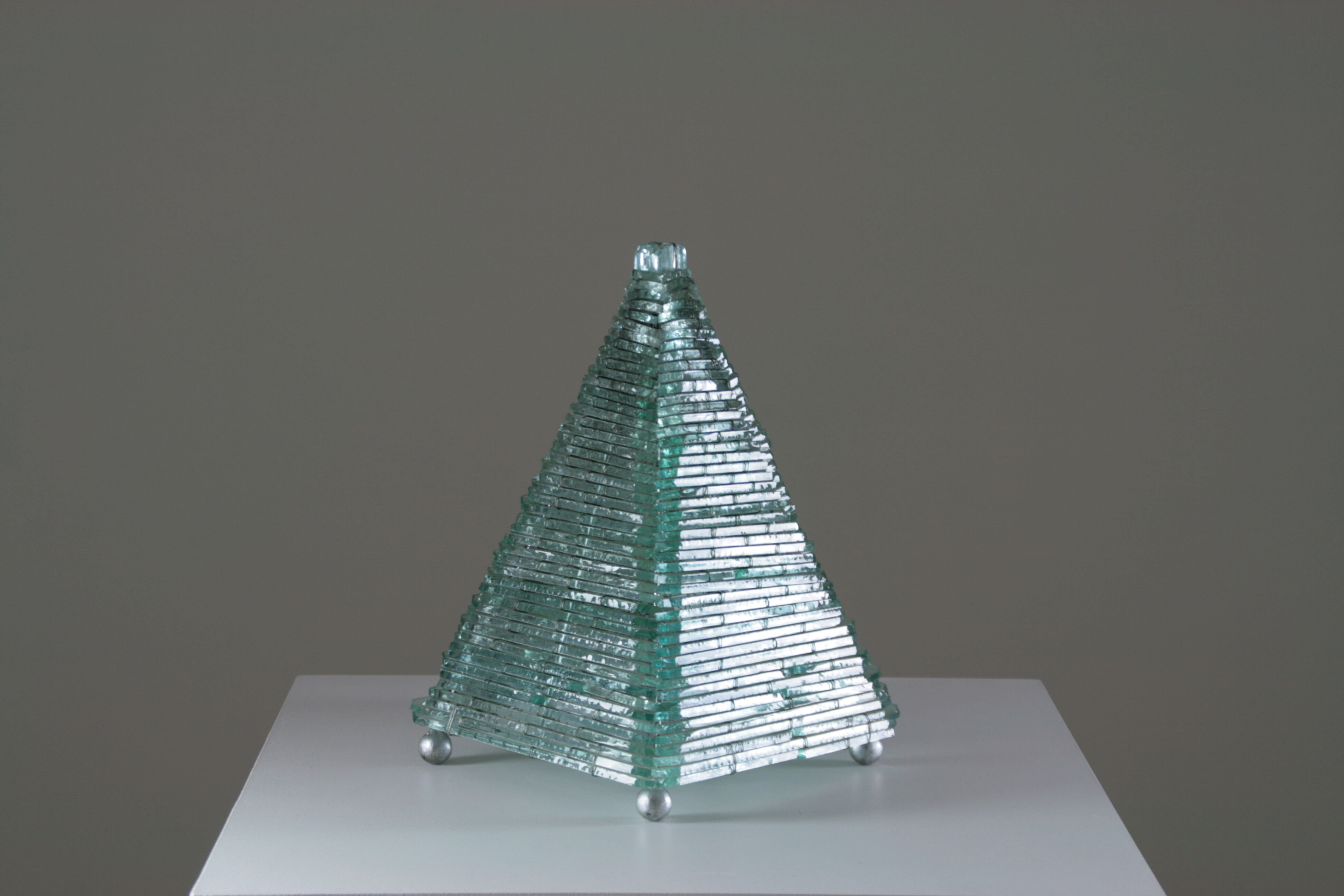 Pyramid lamp in glass and metal, 1970s