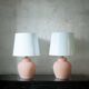Pink ceramic lamps with methacrylate shades, 1980s, set of 2.