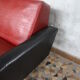 3-seater sofa and 2 rockabilly chairs in red and black skai