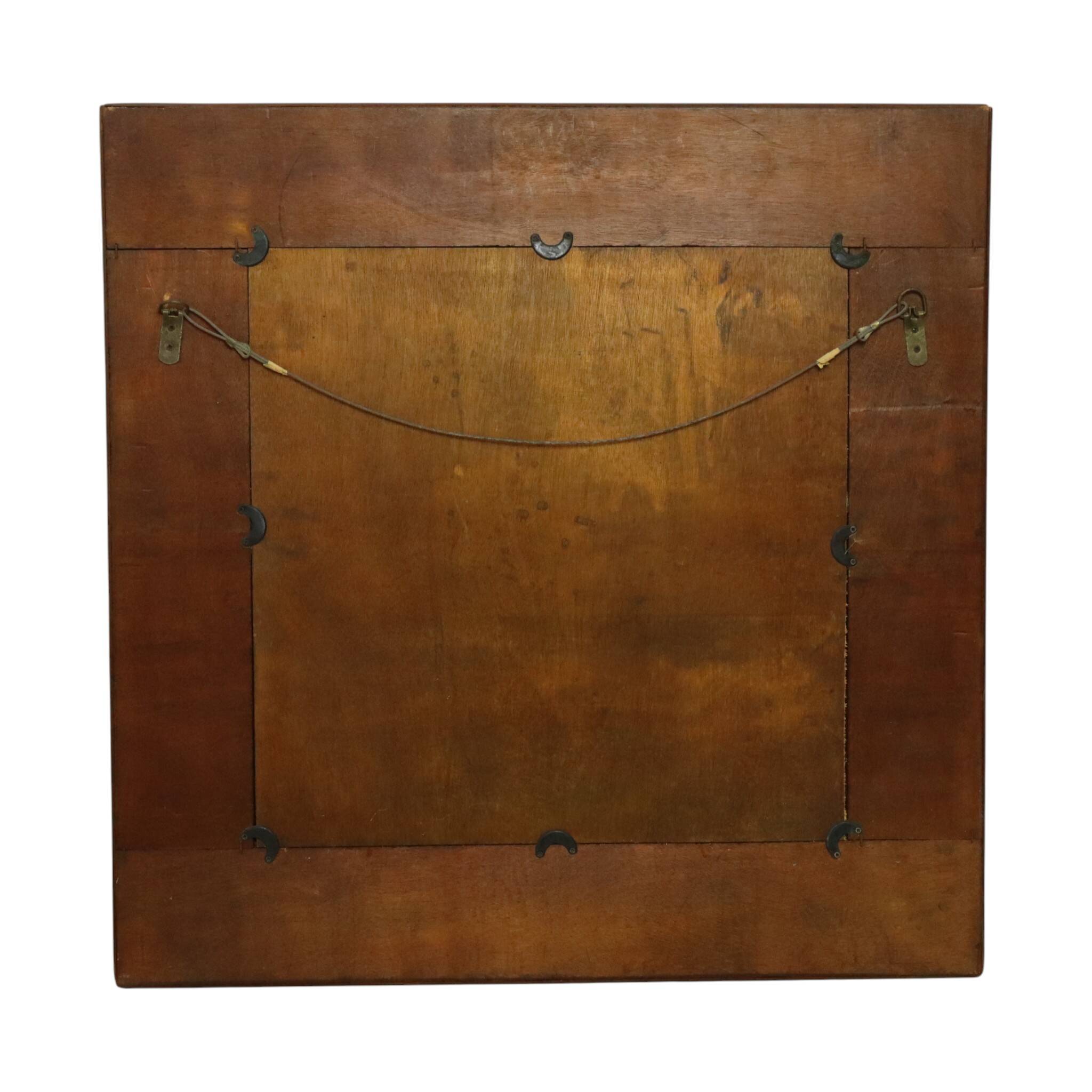 Vintage Square Bamboo and Rattan Mirror Boho 70cm