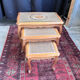 Vintage nesting tables in wood and cane – perfect condition.