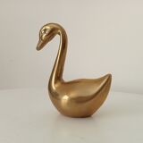 Large swan in solid gilded brass from the 50s