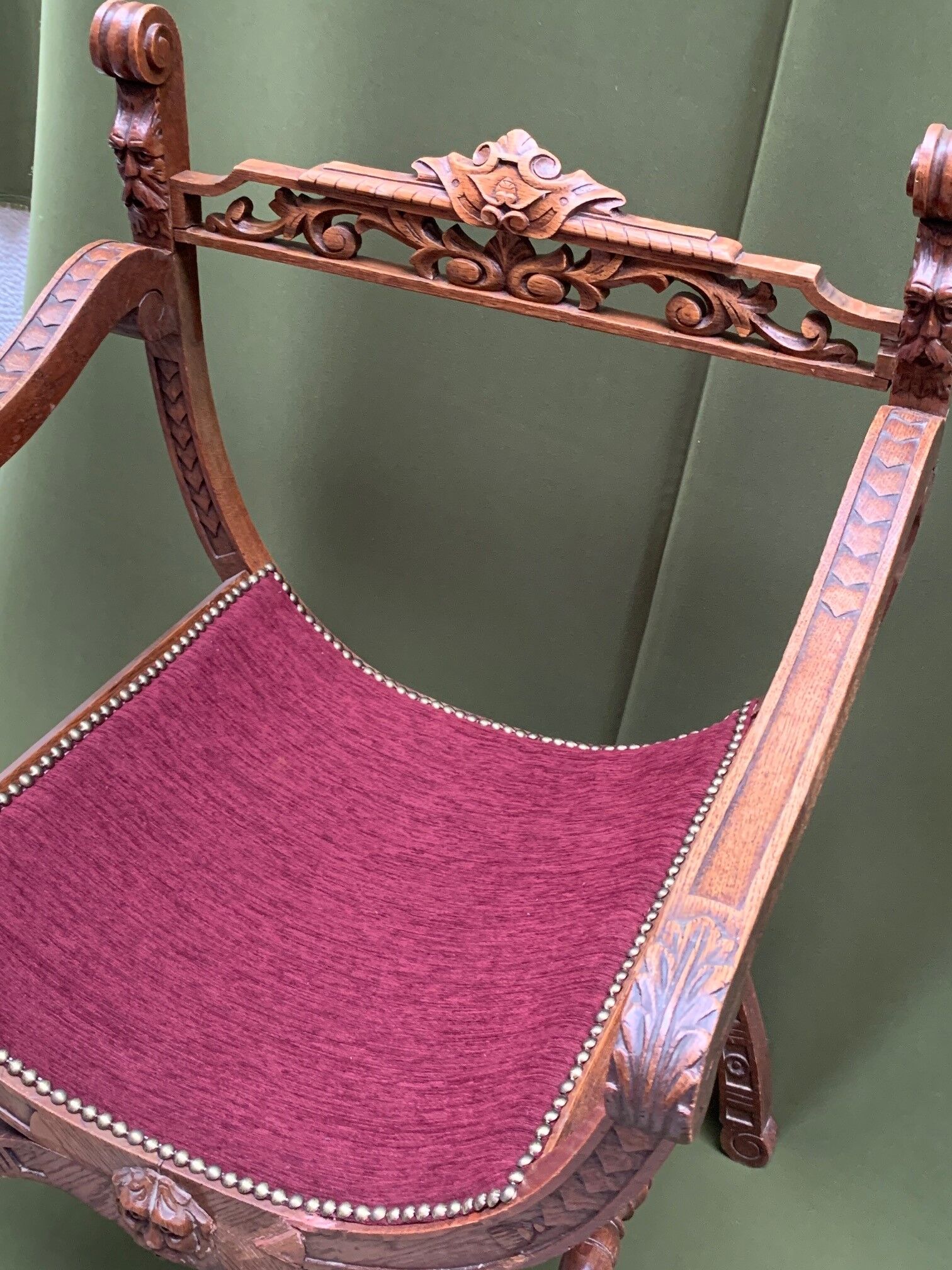 Dagobert oak armchair, new upholstery