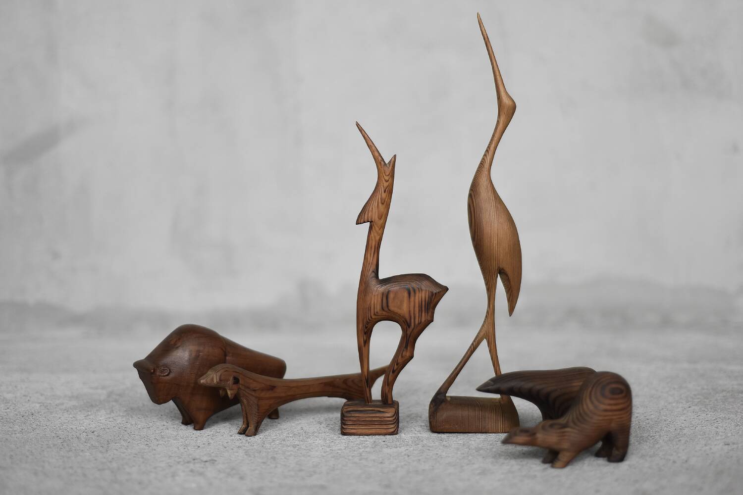 Dark teak bison figurine in mid-century modern Danish style, 1960.