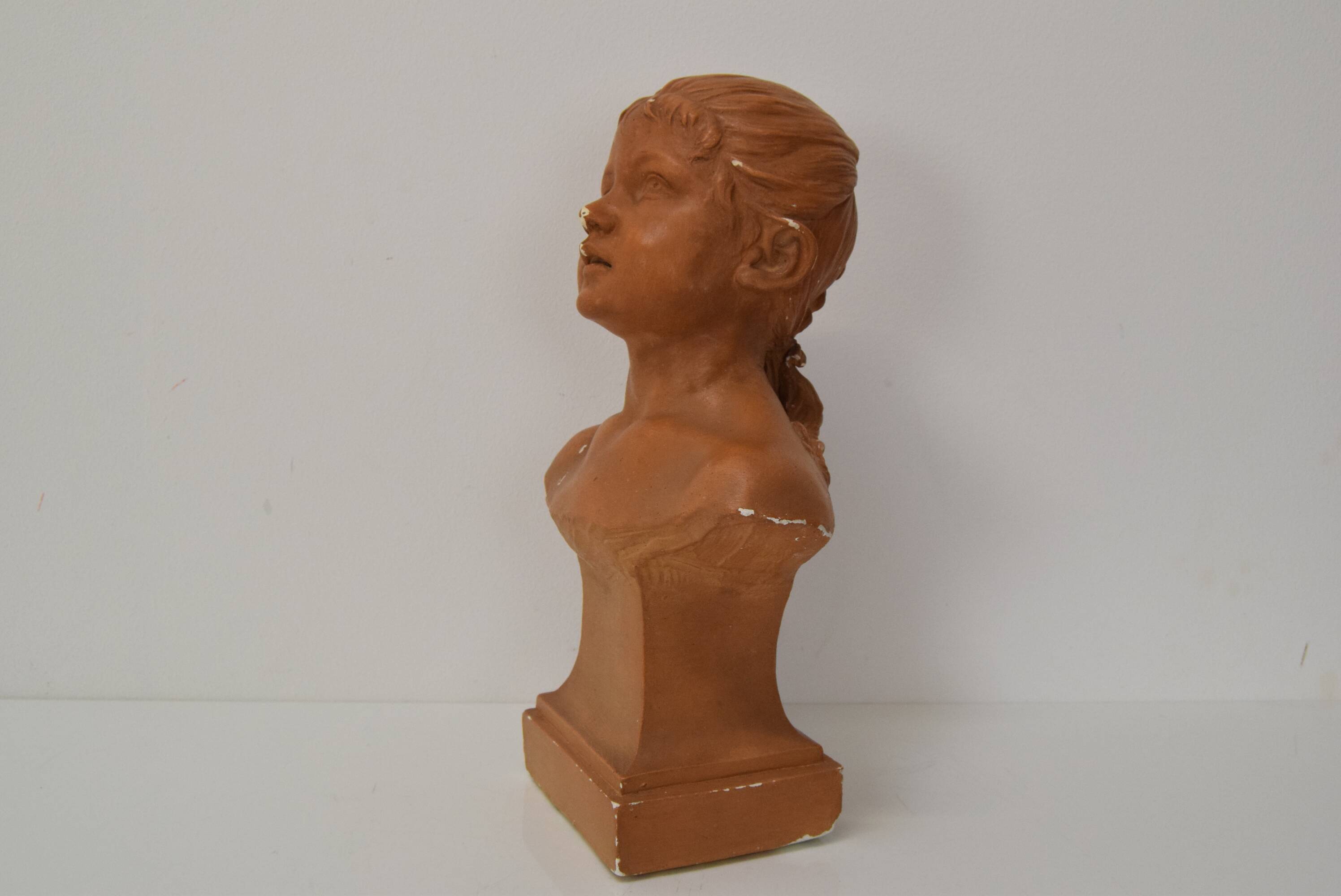 Plaster bust from the Belle Époque period by Jindřich Říha, 1890s.
