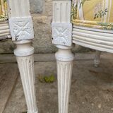 Pair of chairs shepherdesses Louis XVI patinated wood