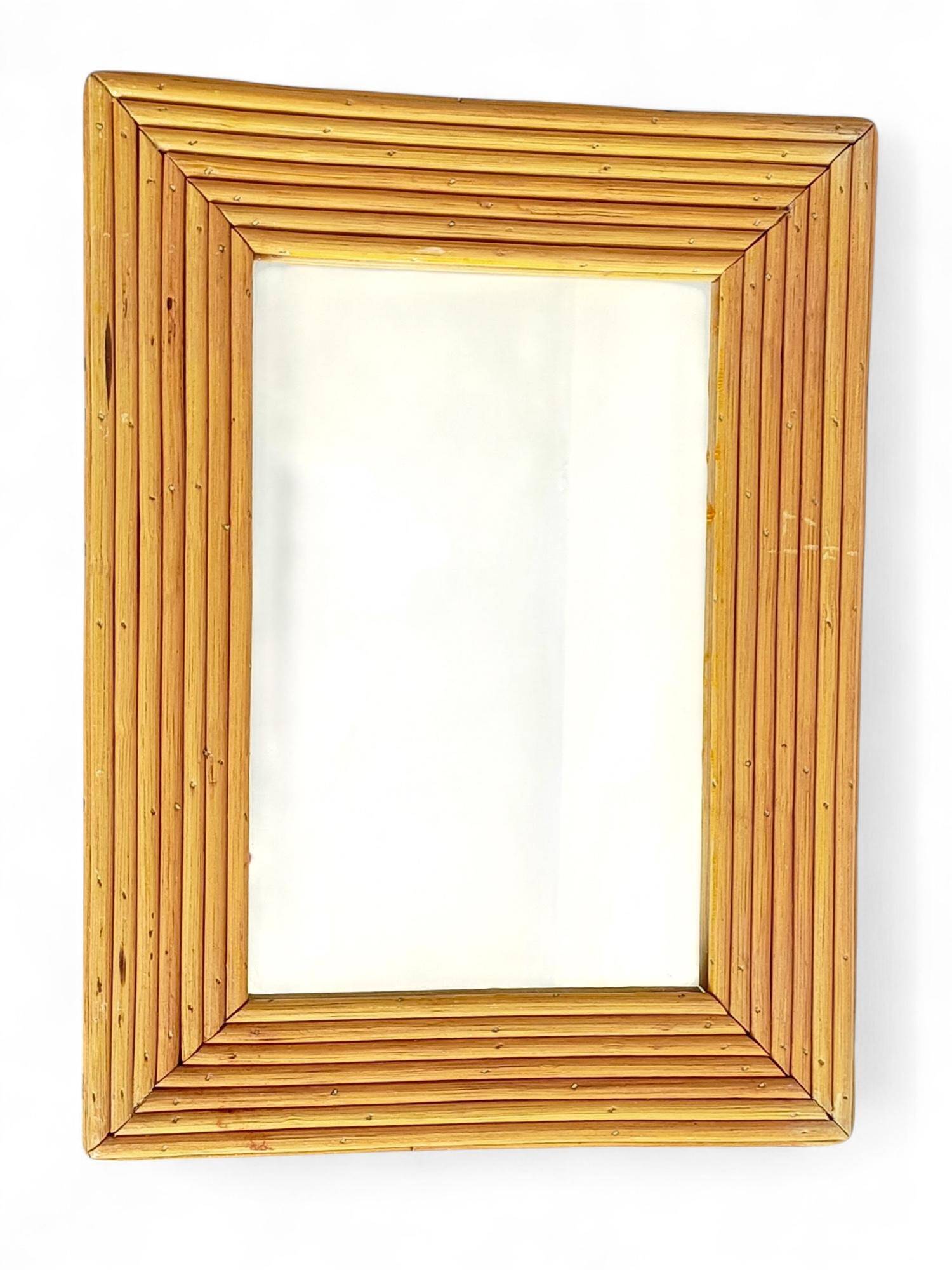 French Riviera Rattan Mirror in the Style of Vivai del Sud, France, 1960s