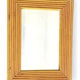 French Riviera Rattan Mirror in the Style of Vivai del Sud, France, 1960s