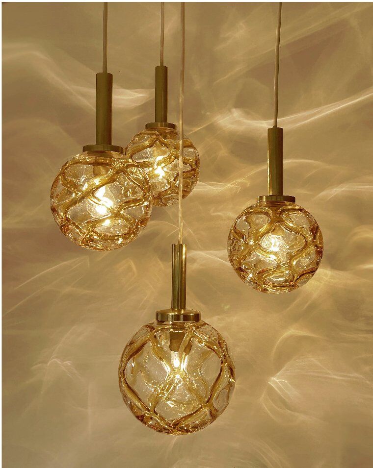 Suspension en verre vintage de Doria, années 1970.