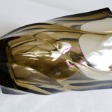 Small vintage geometric Luminarc vase in 1970s smoked glass