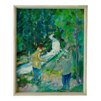 Huile sur toile suédoise originale – par Hans Lindberg