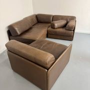 Canapé d’angle modulable DS-76 en cuir marron design De Sede année 80 
