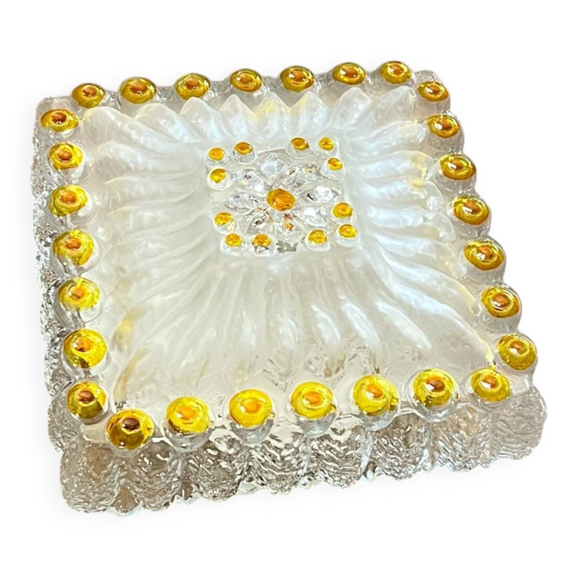 Square wall light or ceiling light in Murano or Limburg glass.