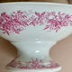 Magnificent antique compote fine porcelain with pink floral decoration.