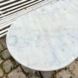 Oblong bistro table in grey marble and black cast iron