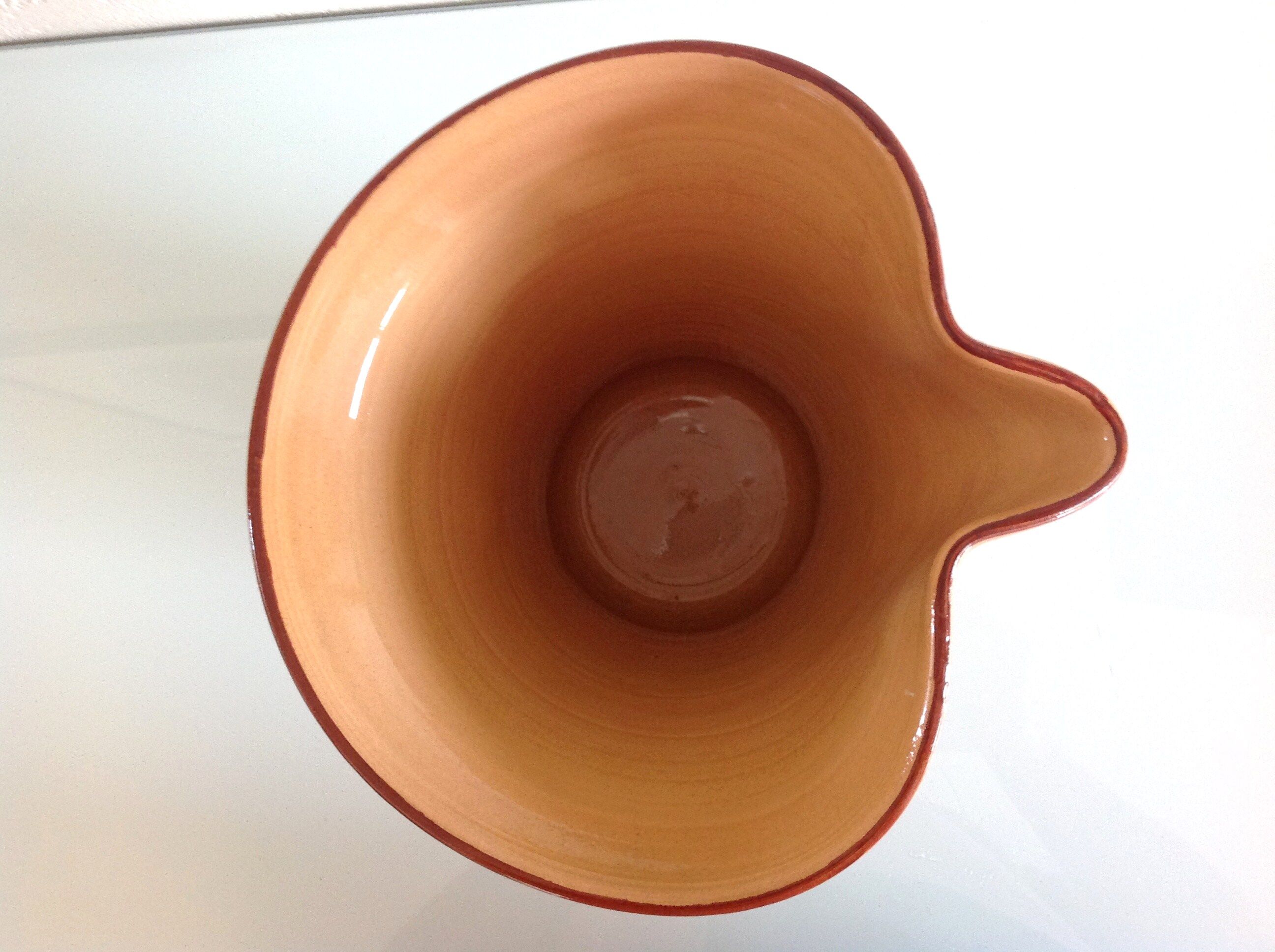 Pitcher in glazed ochre ceramic 50/60 years
