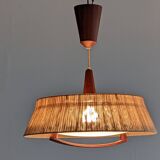 Teak and sisal pendant light from the 50s/60s by Temde Leuchten