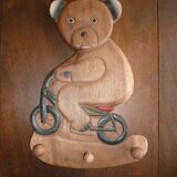Vintage wooden bicycle bear coat rack