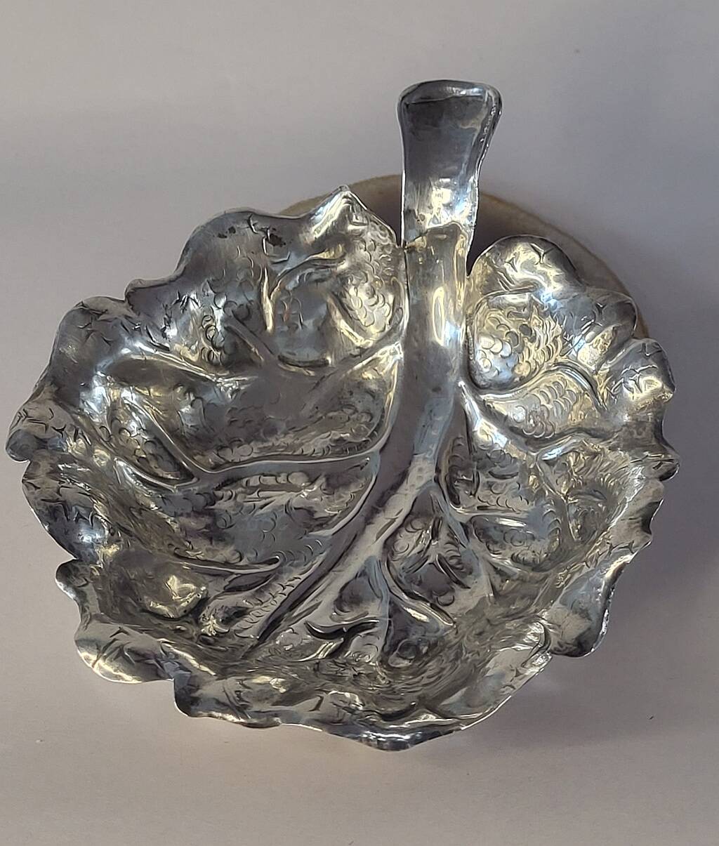 Fratelli Lisi Sterling Silver Leaf Shaped Dish Italian