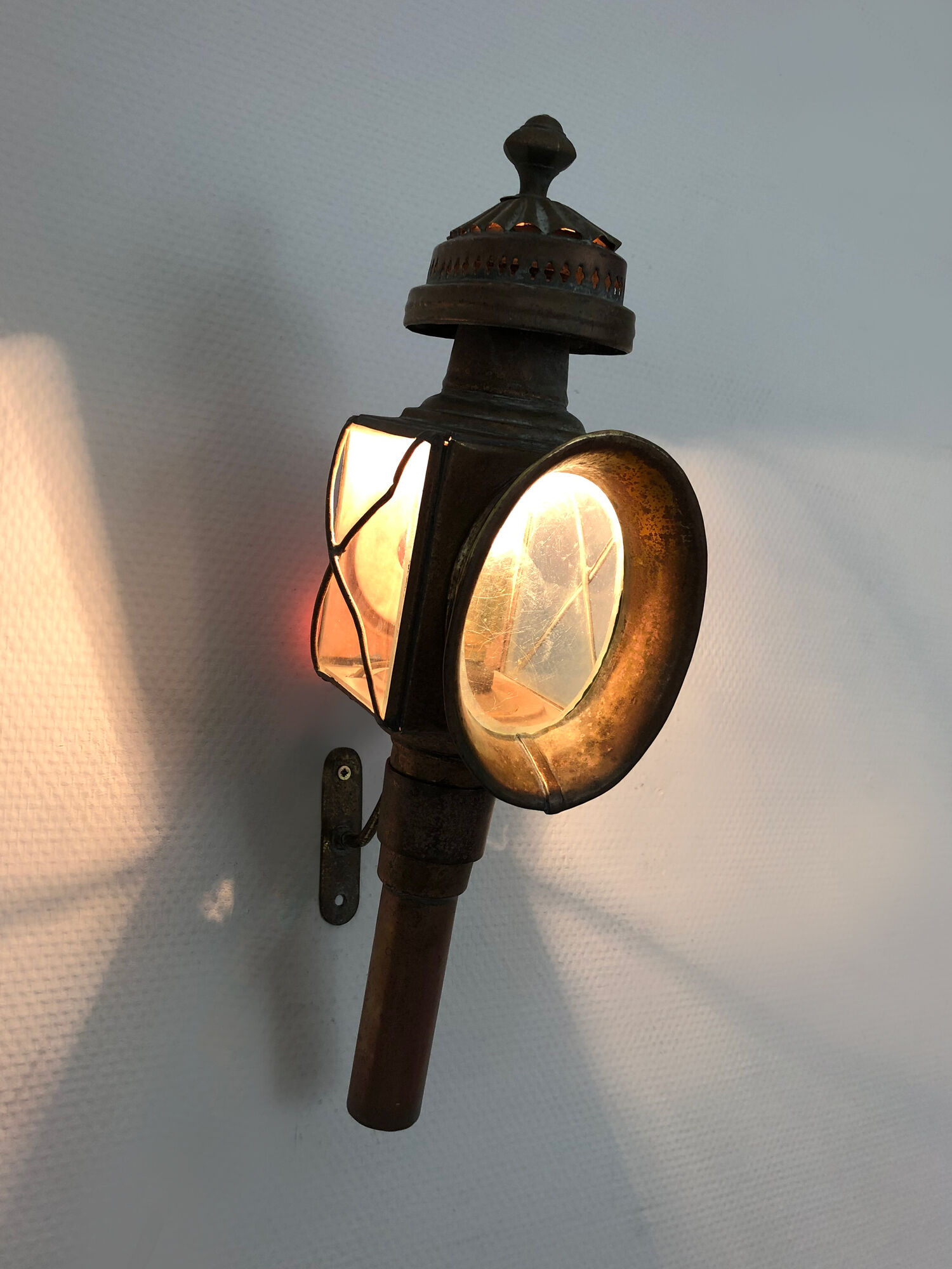 Pair of vintage wall lamps carriage lanterns, cab, electrified lanterns. Year 20 30
