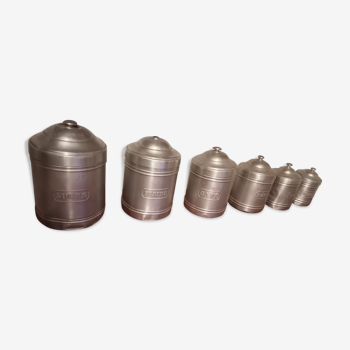 Set of 6 spice pots 1940 tin