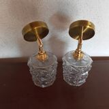 Pair of vintage molded glass wall sconces